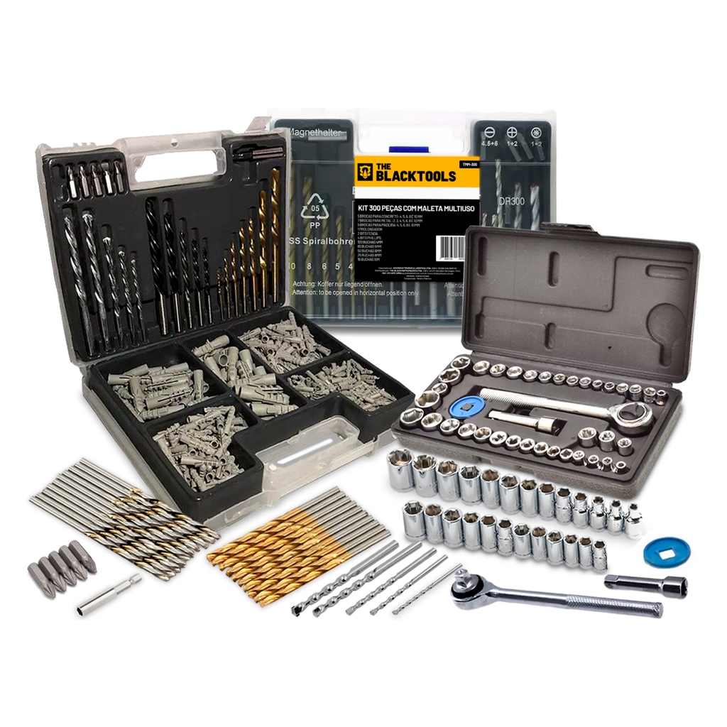 Kit Jogo De Soquetes Brocas Bits Buchas Com 340 Peças Com Maleta Mtx