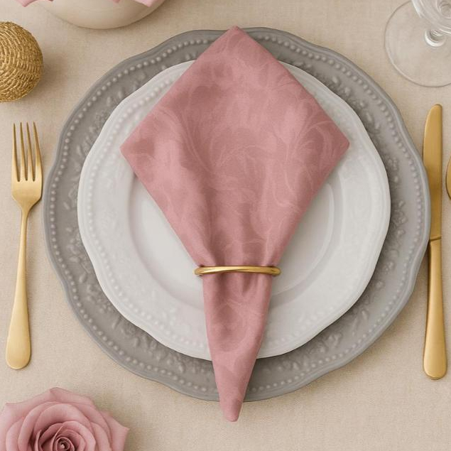 Kit 4 Guardanapos de Mesa Posta c/ Anéis Jacquard Adamascado Luxo em Oferta na Shopee