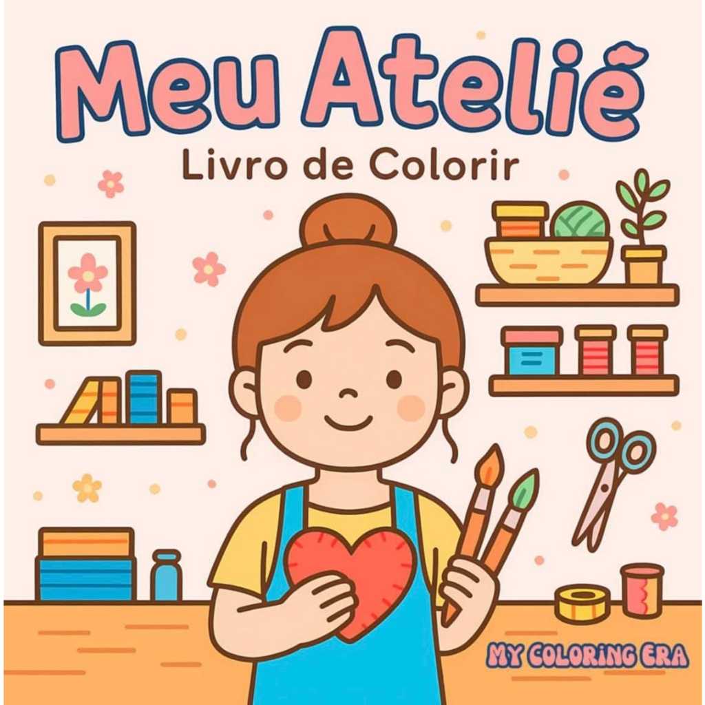 Kit Infantil para Colorir – Meu Ateliê 🎨 + Giz de Cera | Lembrancinha de Aniversário Personalizada