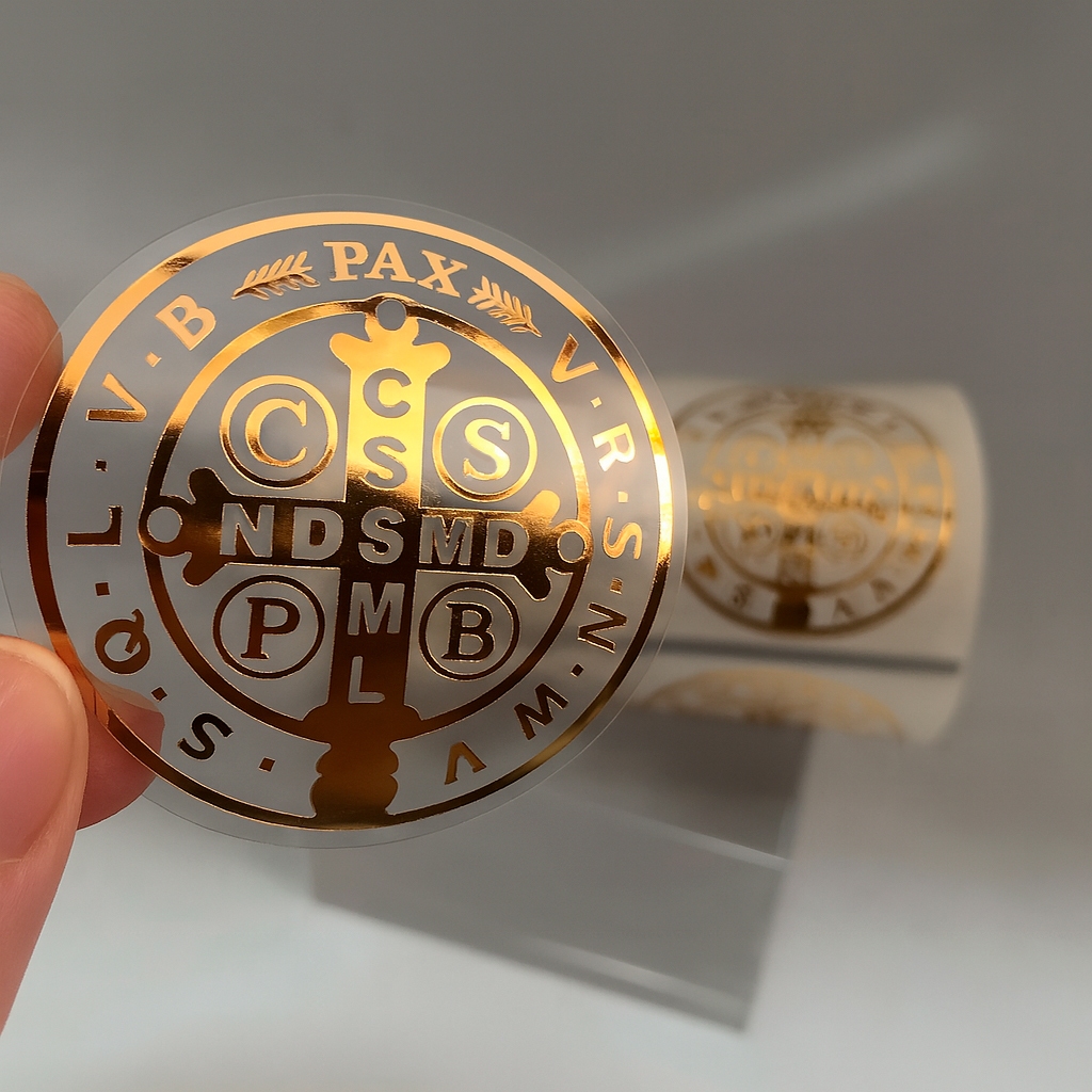 Adesivo Personalizado Hot Stamp Dourado Metálico 4cm Com Sua Logo Para Embalagem Brindes Lembrancinhas Comércio