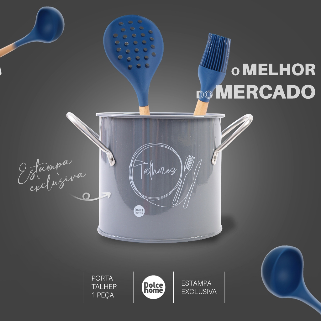 Porta Talheres De Metal Com Estampa Exclusiva Organizador Com Alças Laterais em Oferta na Shopee