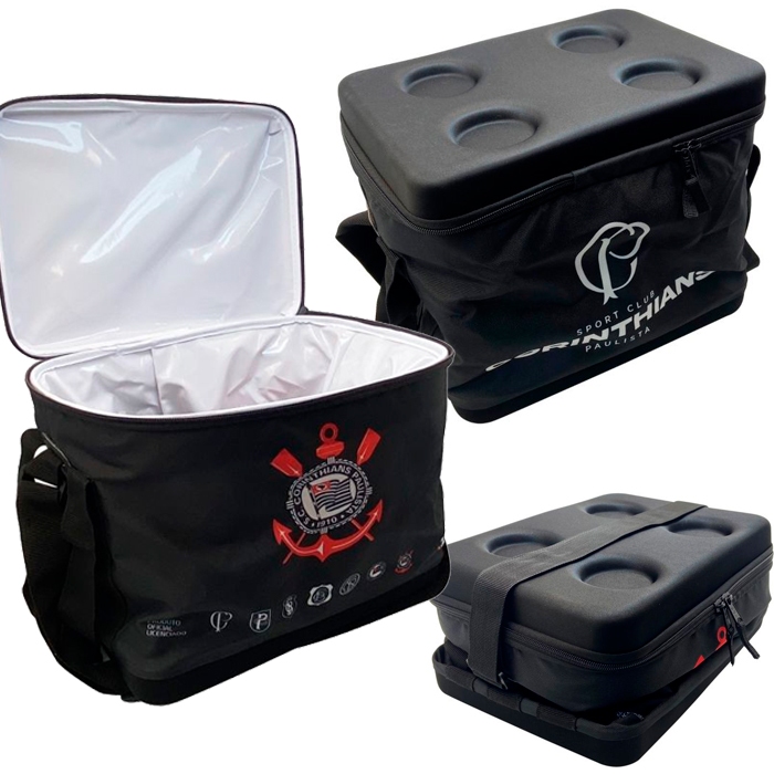 Bolsa Térmica Corinthians 24 Latas Porta Copo Impermeável Churrasco Bebidas Presente Time Futebol