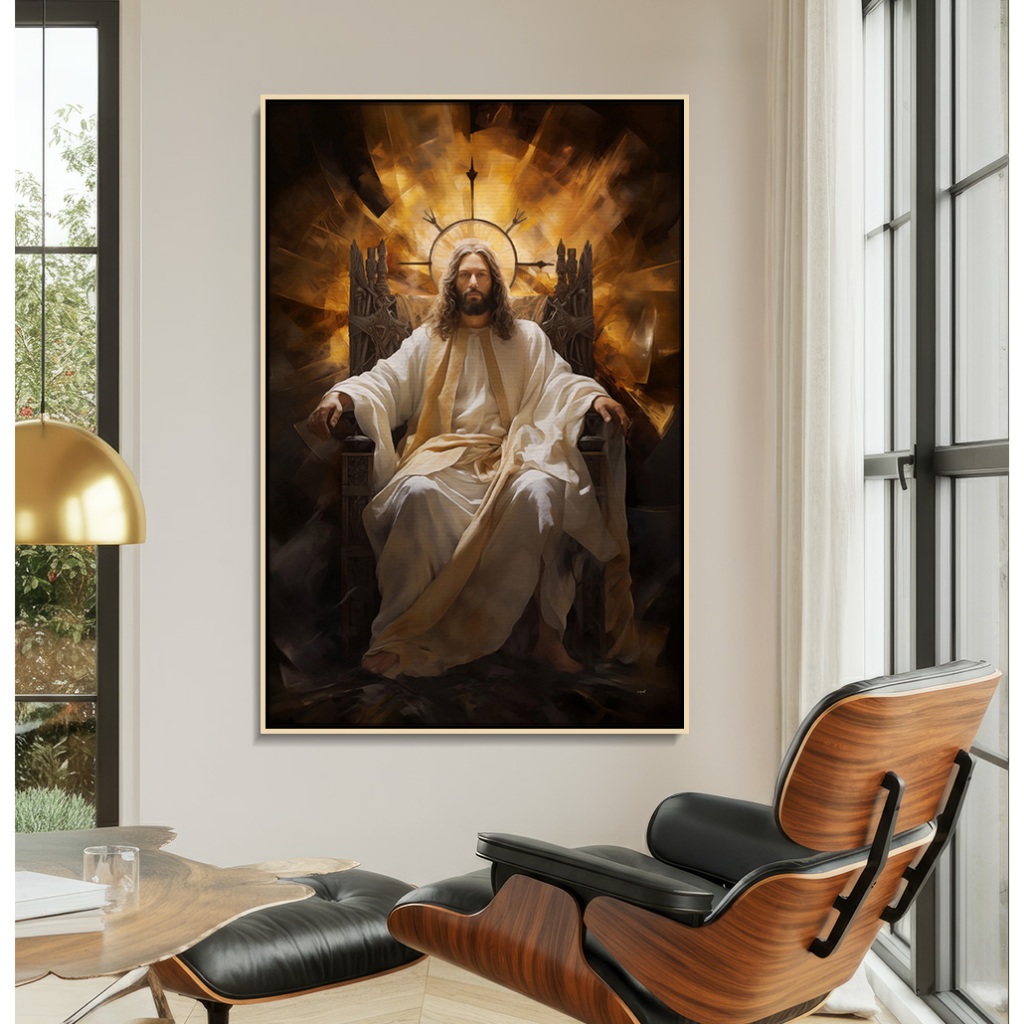 Quadro Jesus Cristo Abstrato Grande Quadro Com Moldura E Vidro Quadro Decorativo Sala Quarto Trono