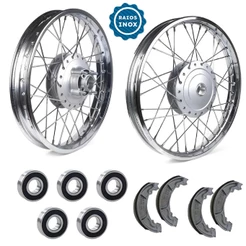 Par Aro Roda Calha Folha Jante Raio Inox Pro Tork Honda Cg Fan 125 09 até 18 Lonas+Rolamentos