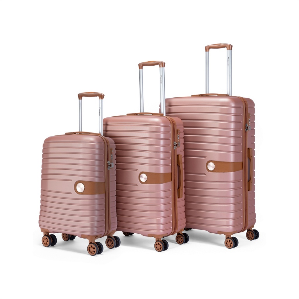 Imagem Kit 3 Malas Rosa Anac Puxador Rodinha 360 Viagem Bordo TSA