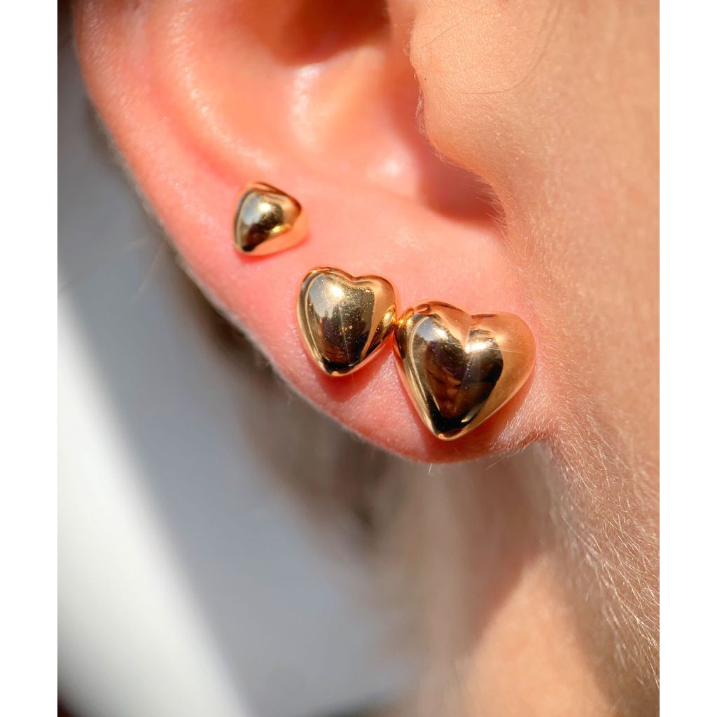 Trio Brincos Três Corações Feminino Banhado Ouro 18k em Oferta na Shopee