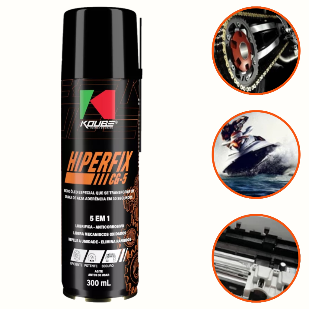 Imagem Hiperfix Cg-5 Spray Koube ( 5 Em 1 ) Lubrificante Desengripante E Graxa Frasco 200Ml