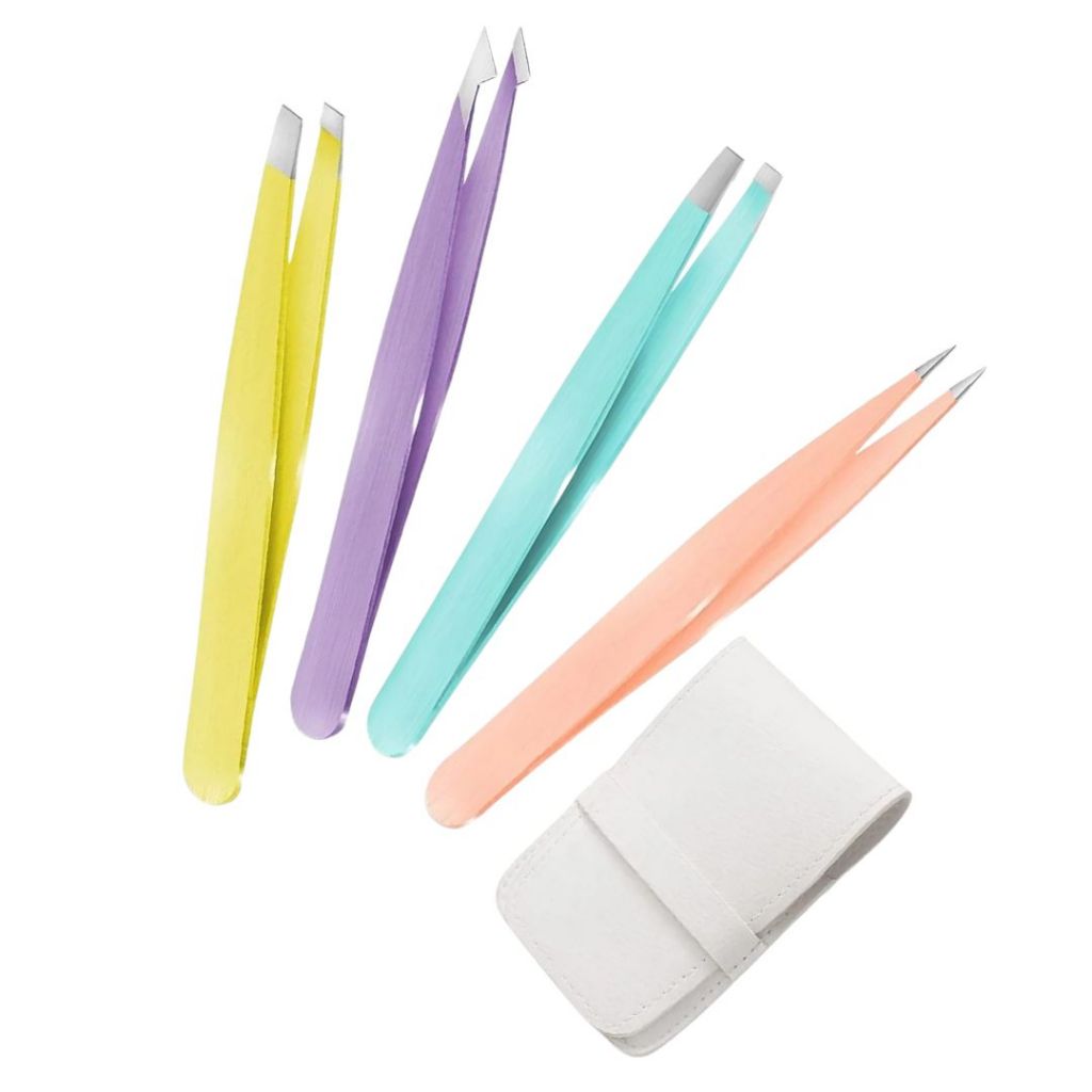 Kit com 4 Pinças Profissionais e Estojo para Design de Sobrancelhas em Oferta na Shopee