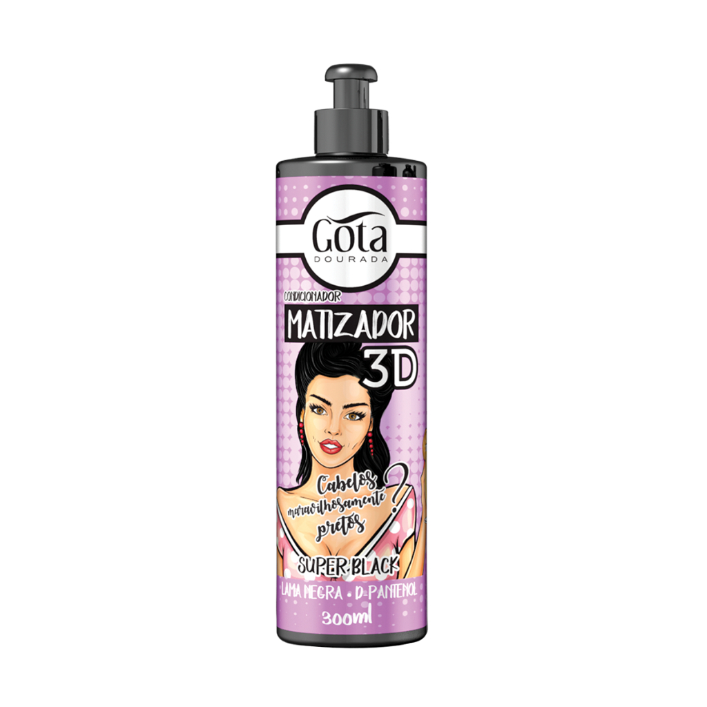 Matizador Condicionador 3D Super Black Gota Dourada 300 ml em Oferta na Shopee