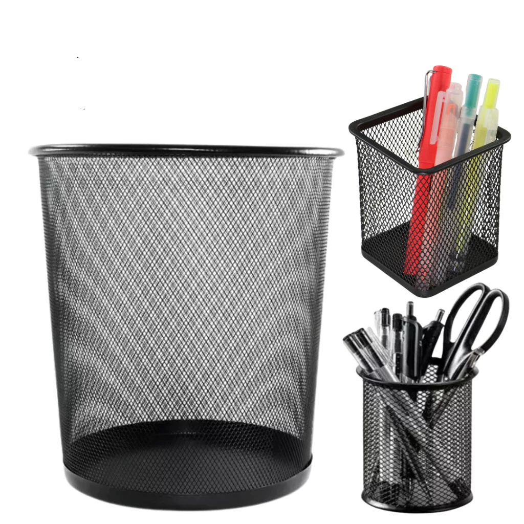 Kit Escritório Lixeira E Porta Canetas Aramado Resistente Organizador em Oferta na Shopee