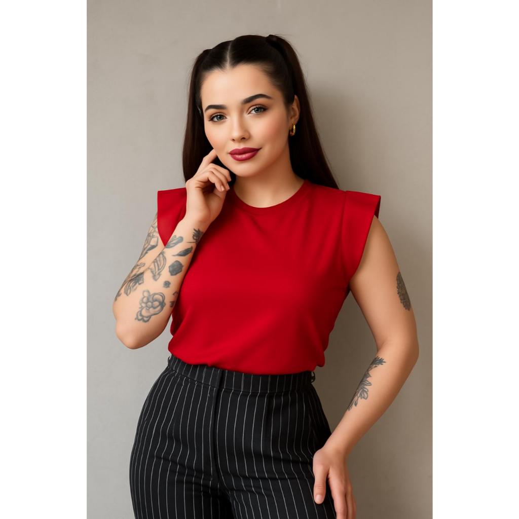 Blusa Muscle Tee Feminina Camiseta Elegante 100% Algodão Penteado Versátil Estilosa Confortável