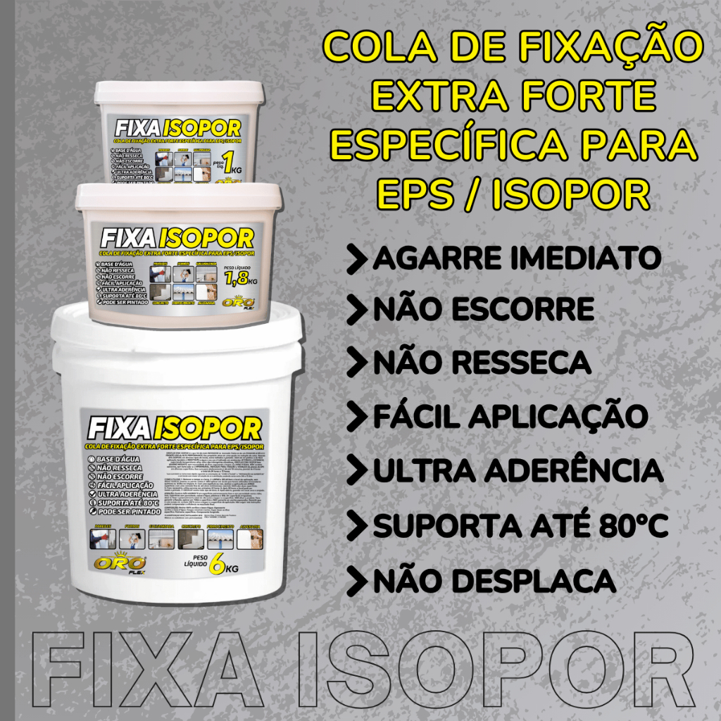 Detalhes do Selante Adesivo FIXA forte ISOPOR/EPS em Madeira, telha Zinco, Amianto, Fibrocimento 1,8KG OROFLEX