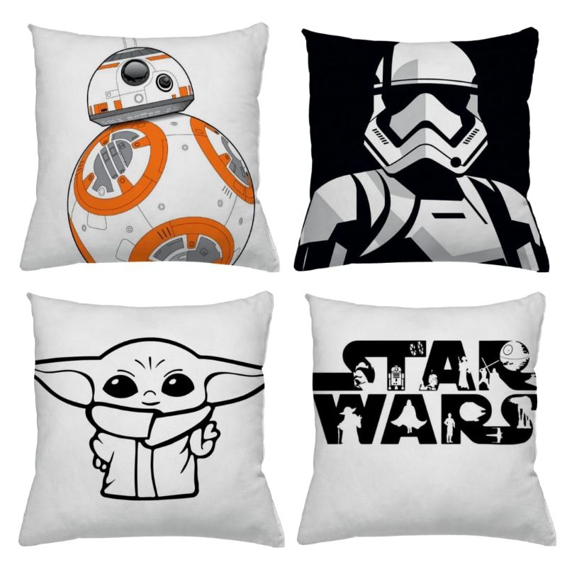 Kit com 4 Capas de Almofada Star Wars – Decoração Geek, Criativa e Confortável! em Oferta na Shopee
