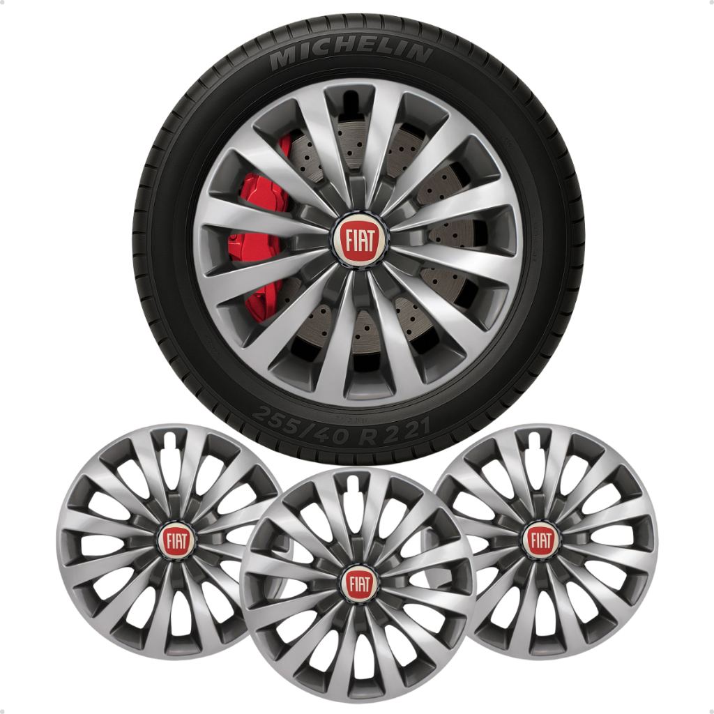 Jogo 4 Calota Aro 13 Palio Siena Fiat Weekend Uno C/ Emblema