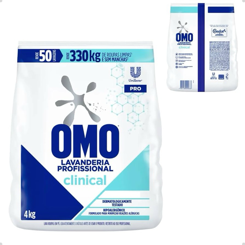 Detergente Sabão em Pó Lavanderia Profissional Omo Clinical com fragancia 4kg-