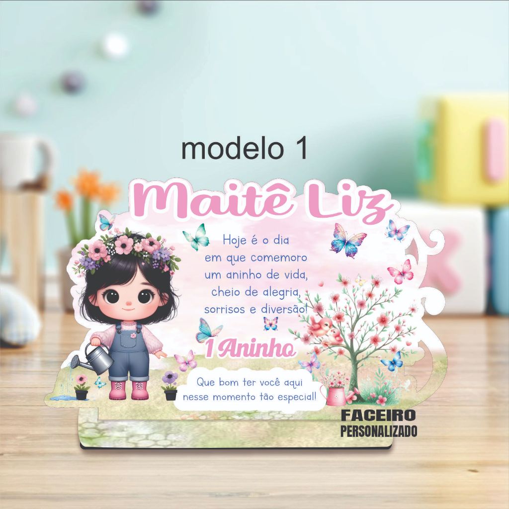 Jardim Encantado em MDF - Centro de mesa em MDF - Lembrancinha Jardim das Borboletas Personalizada festa - cod01
