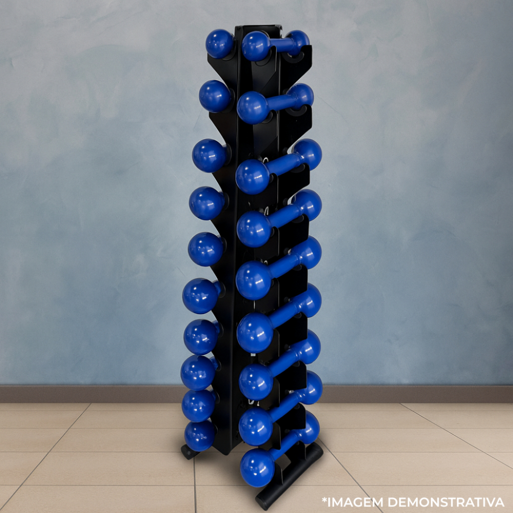 Suporte Organizador Torre peso Halter 10 pares Academia Expositor com Numeração