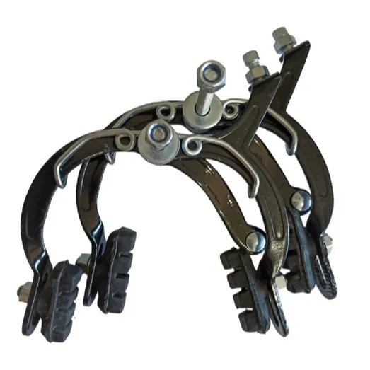 Freio Bicicleta Side Pull Ferradura Cross Completo c Sapatas Borrachas Preto Bike Aro 20 24 26