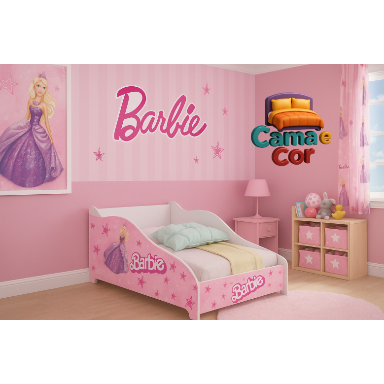Adesivo Papel de Parede Painel Cama Carro Barbie Menina Infantil e Solteiro Premium