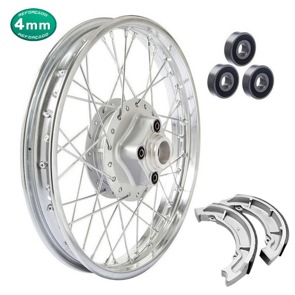 Imagem Roda Traseira 4mm Titan 125 00/04 Fan 125 05/08 C/rolamentos e Lonas