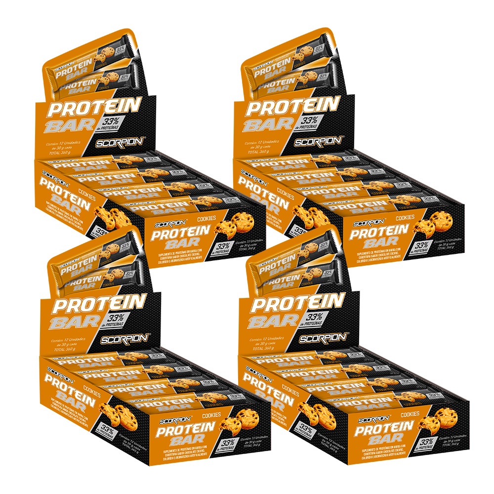 Kit 4x Displays Barra de Proteína Protein Bar 30g com 33% de Proteína