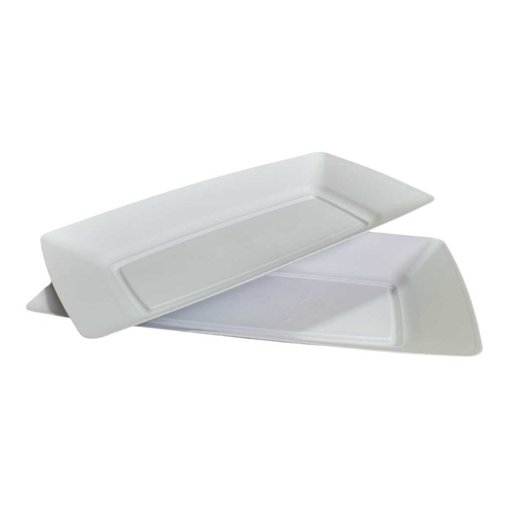 Kit 5 a 30 Bandejas Petisqueira Plástico Brancas Lanches Porções Espetinho Bar Pasteis Petisco Festas