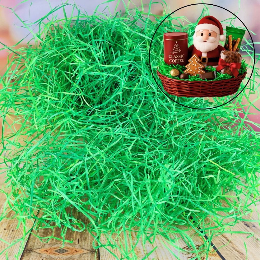 100~500g PALHA DE MADEIRA DECORATIVA NATAL VERDE