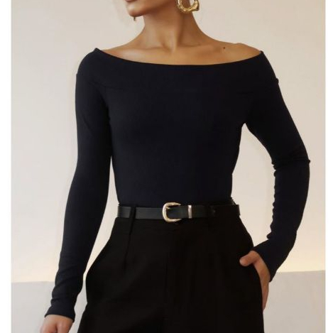 Blusa Anitta Ombro a Ombro Manga Longa - Preto