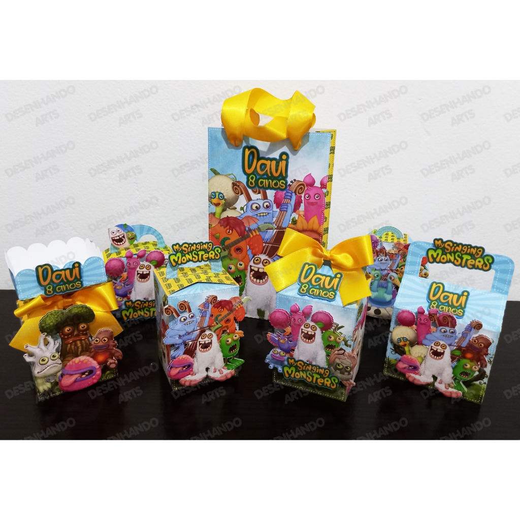 Kit Festa Infantil Caixinhas Personalizada - Tema Monstrinhos Premium PEGUE MONTE – Alta Qualidade