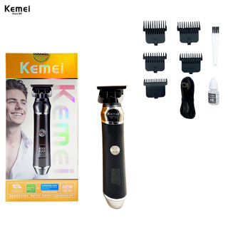 Kemei KM-1573 Máquina de cortar cabelo doméstica profissional com display LED, plug-in recarregável em Oferta na Shopee