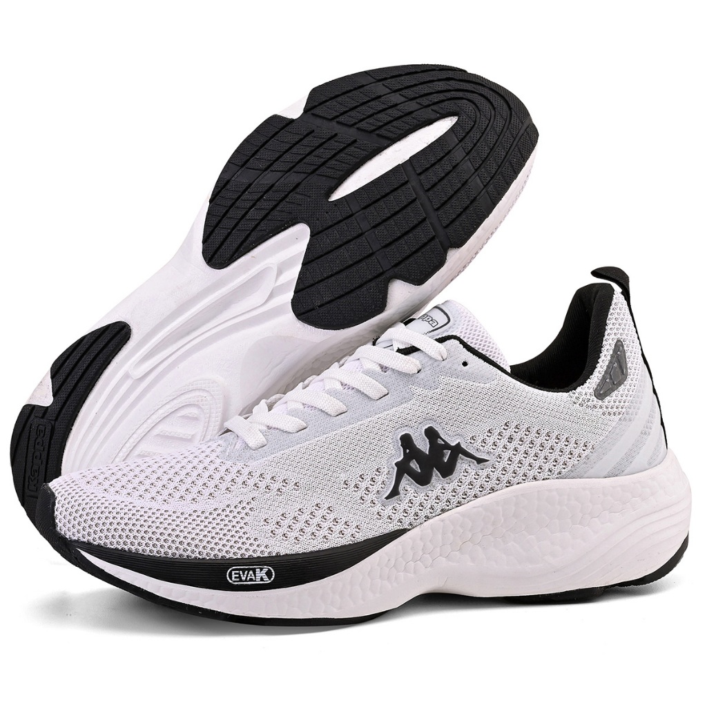 Tênis Kappa Pulse Masculino Feminino Original Branco Preto Casual Confortável Macio