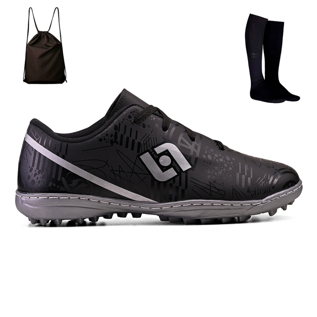 Kit Chuteira Masculina Society Campo Sintetico Futebol Costurada + Mochila e Meiao