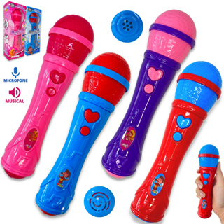 Kit 1/2 Microfone Infantil Sai A Voz Brinquedo Musical Microphone Cantor Pop Rock em Oferta na Shopee