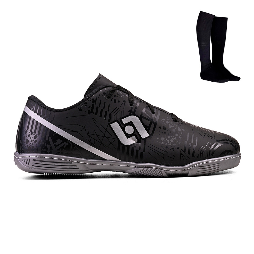Kit Chuteira Masculina Indoor Quadra Futebol Salao Costurada + Meiao em Oferta na Shopee