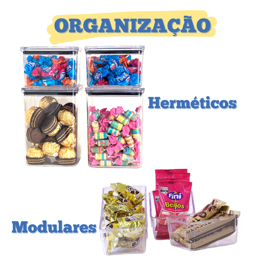 Kit organização Potes herméticos e modulares ORGANIZE cozinha dispensa geladeira