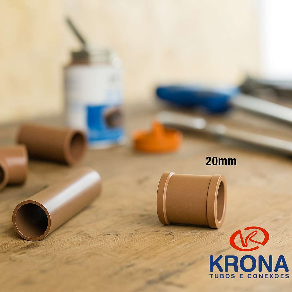 Luva Soldável PVC Cola 20mm Marrom 0436  - Krona