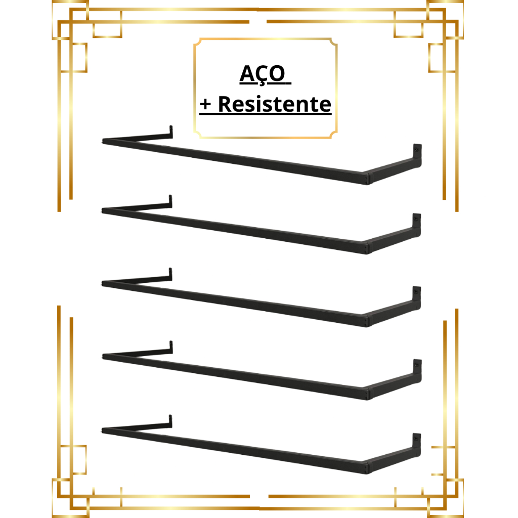 Kit 5 Arara De Parede 1,20 m Cabideiro Aço Resistente Organizador de Roupas Loja Closet Quarto em Oferta na Shopee