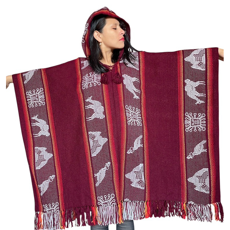 poncho com capuz unissex artesanal