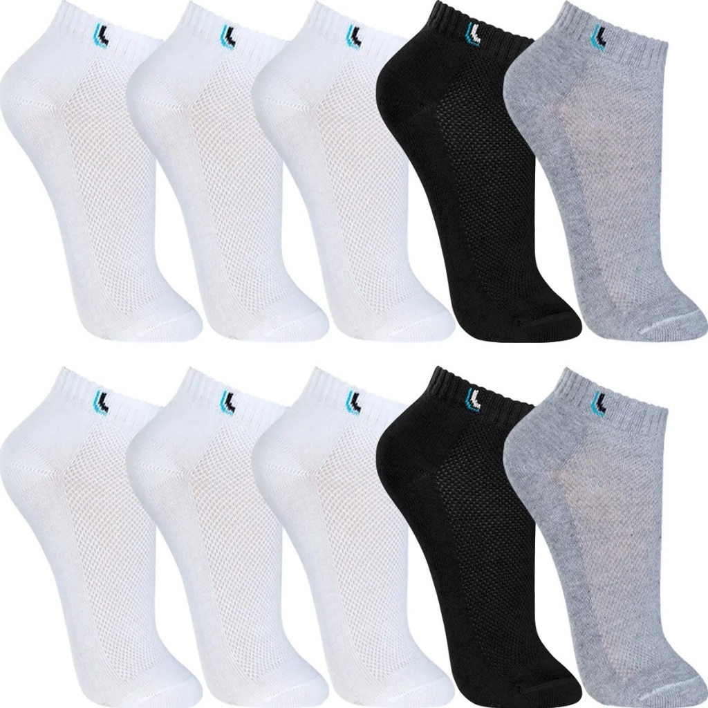 Kit 10 Pares Meias Cano Curto Baixo Lupo Original Algodão Masculino Feminina Soquete Acade...