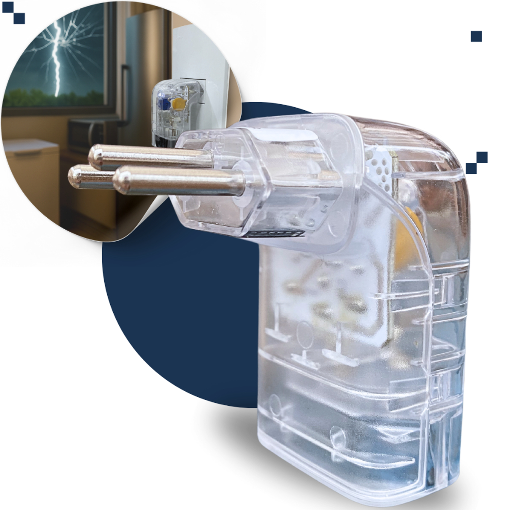 Protetor Dps Clamper Pocket Fit LCF 3 Pinos 10A Proteção Eletrodomésticos Energia Contra Surto Raios