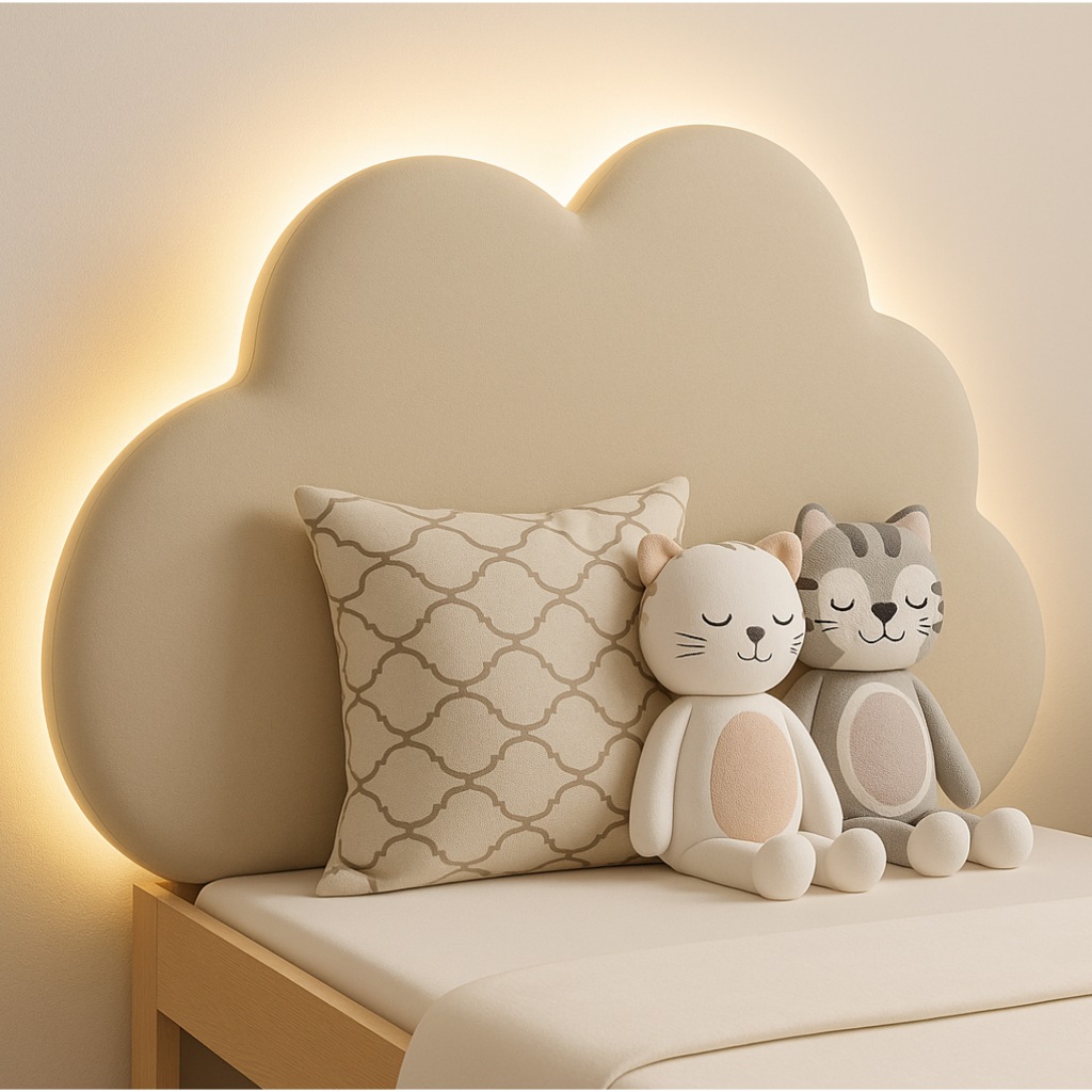 Cabeceira Para Quarto Infantil Decoração Nuvem Com Led