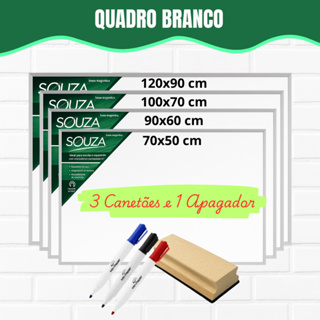 Lousa Quadro Branco Moldura de Alumínio Com Suporte para Canetas e Apagador em Oferta na Shopee