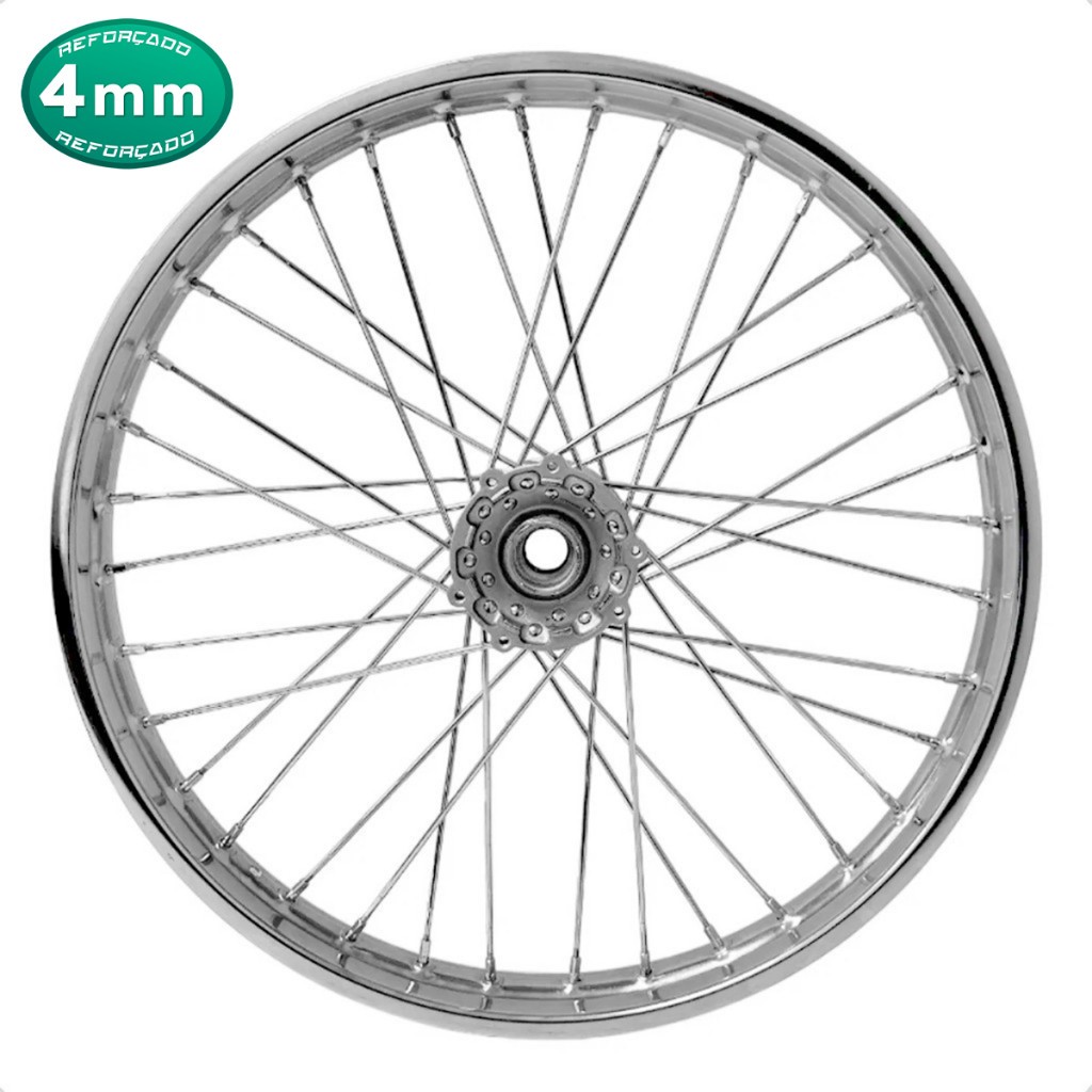 Roda Dianteira Xtz 250 Lander Montada E Alinhada Raios 4mm Cromados
