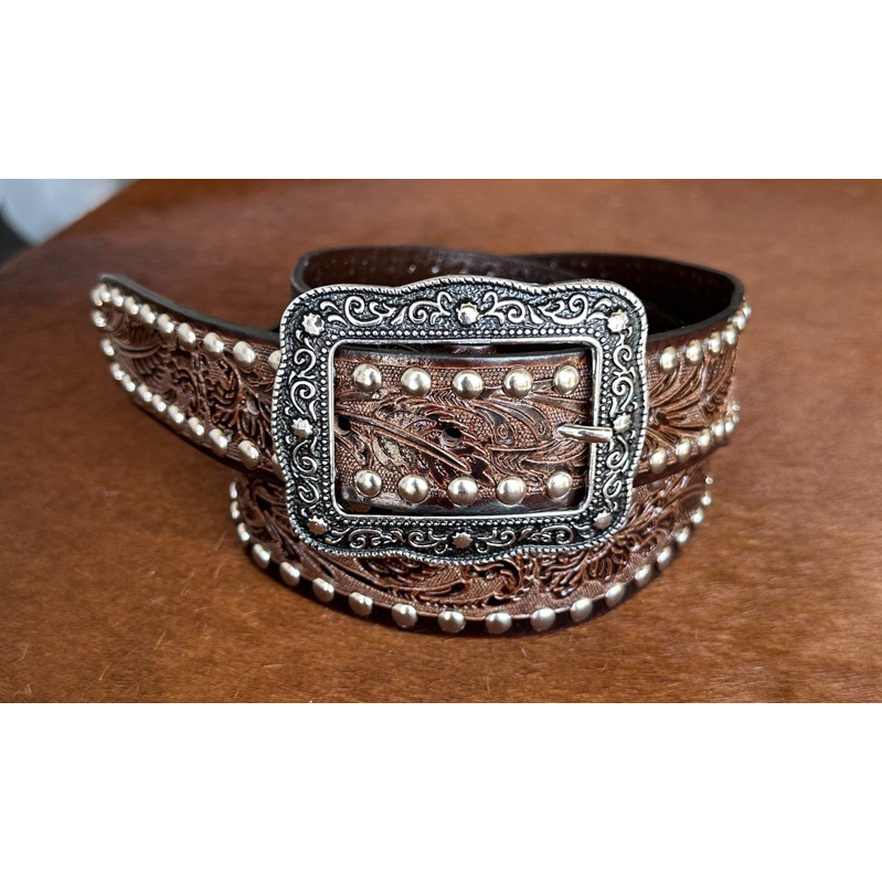 Cinto Country Feminino Cravejado - COURO LEGÍTIMO - MODELO EXCLUSIVO em Oferta na Shopee