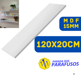 Prateleira Lisa Mdf 15mm Branco Tx 120x20cm Nao acompanha Suporte p/ Parede Moderna resistente em Oferta na Shopee