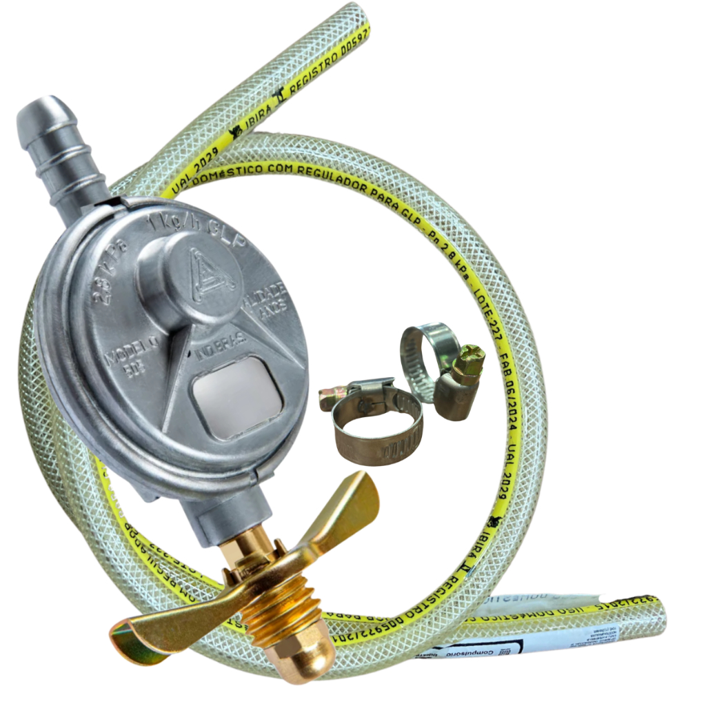 Kit Regulador 505/1 Aliança + Mangueira 1,20 e Abraçadeiras em Oferta na Shopee