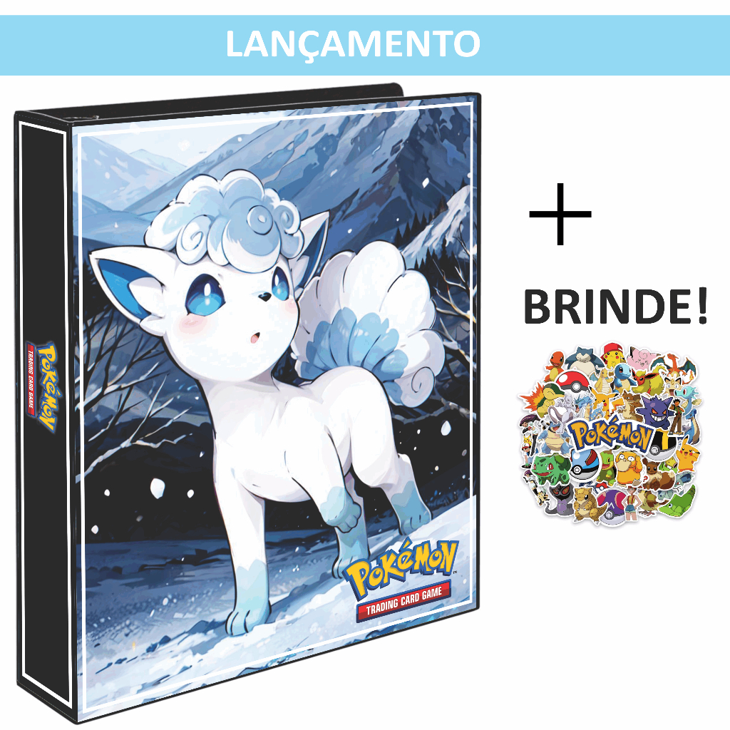 Fichário Álbum Grande Capa Dura Pokemon Pasta Cartas TCG VULPIX DE ALOLA Original