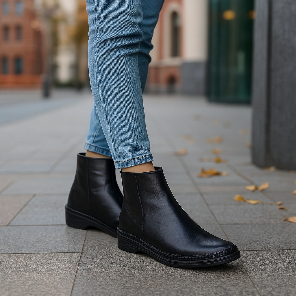 Bota Feminina Casual Preto Couro DIfranca - B-10