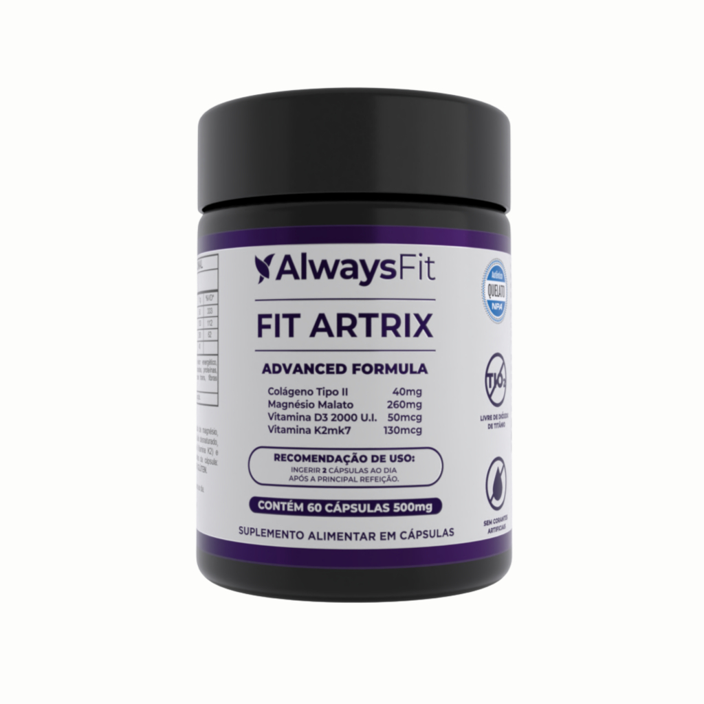 FitArtrix® - Colágeno tipo 2, Vitamina D3, Vitamina K2 MK7, Magnésio Dimalato - 60 Cápsulas-  1 Unidade