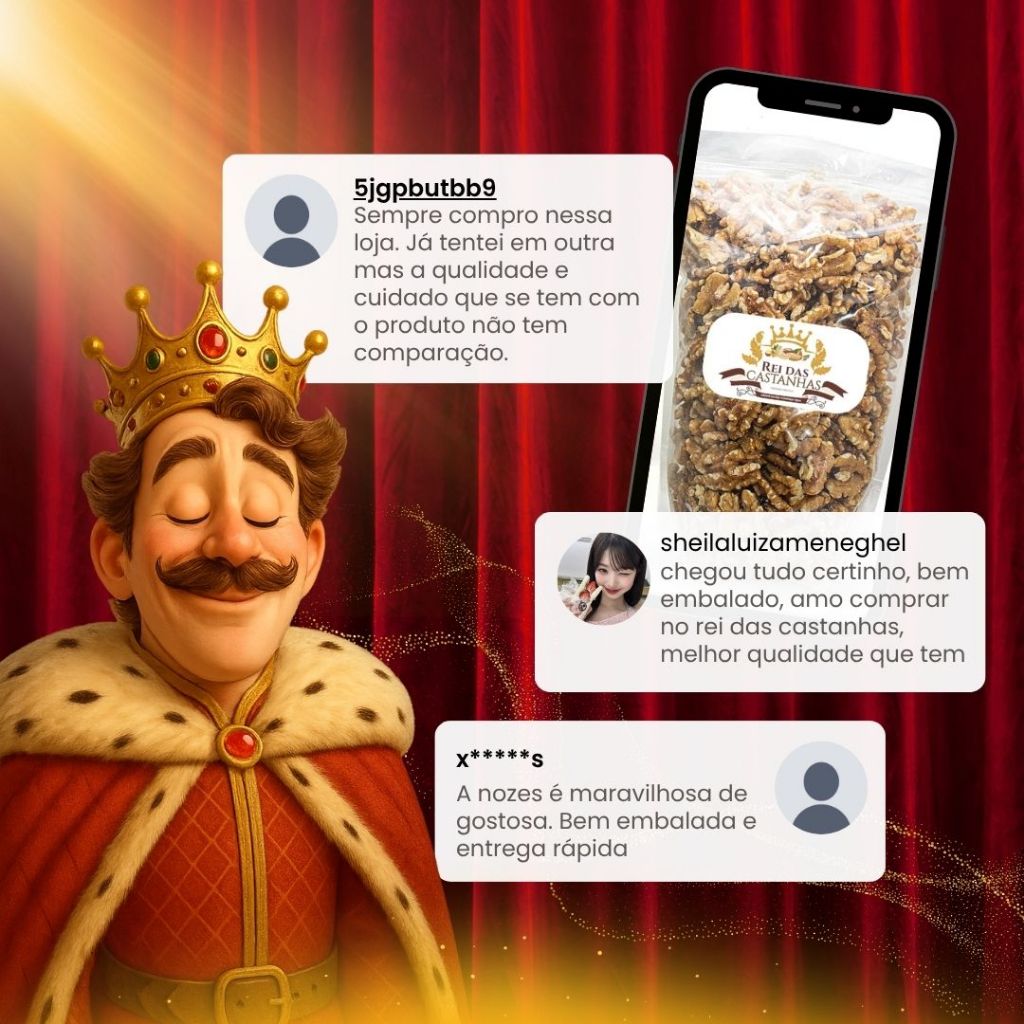 Nozes Mariposa Inteira Premium/Importada [COM ATM] - 500G - Indústria Rei das Castanhas